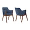 Armen Living Renzo Blue Fabric and Walnut Wood Dining Side Chairs, PK2 LCRESIWABLU - alternate 1